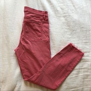 Salmon Distressed Cropped Pants